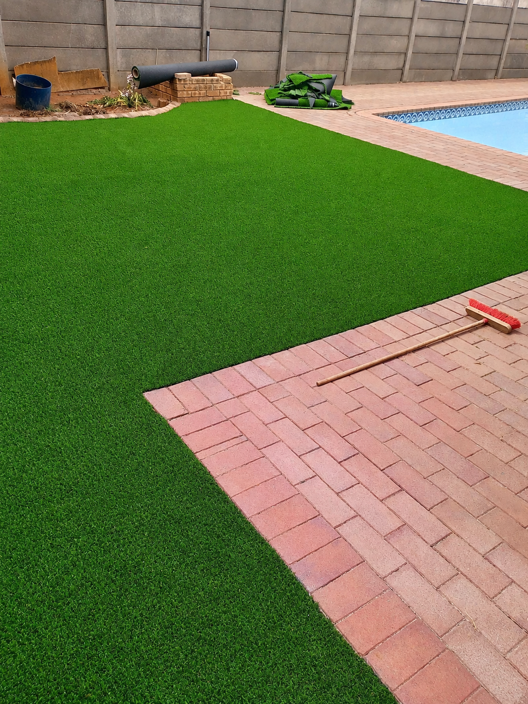 backyard turf and poolside patio